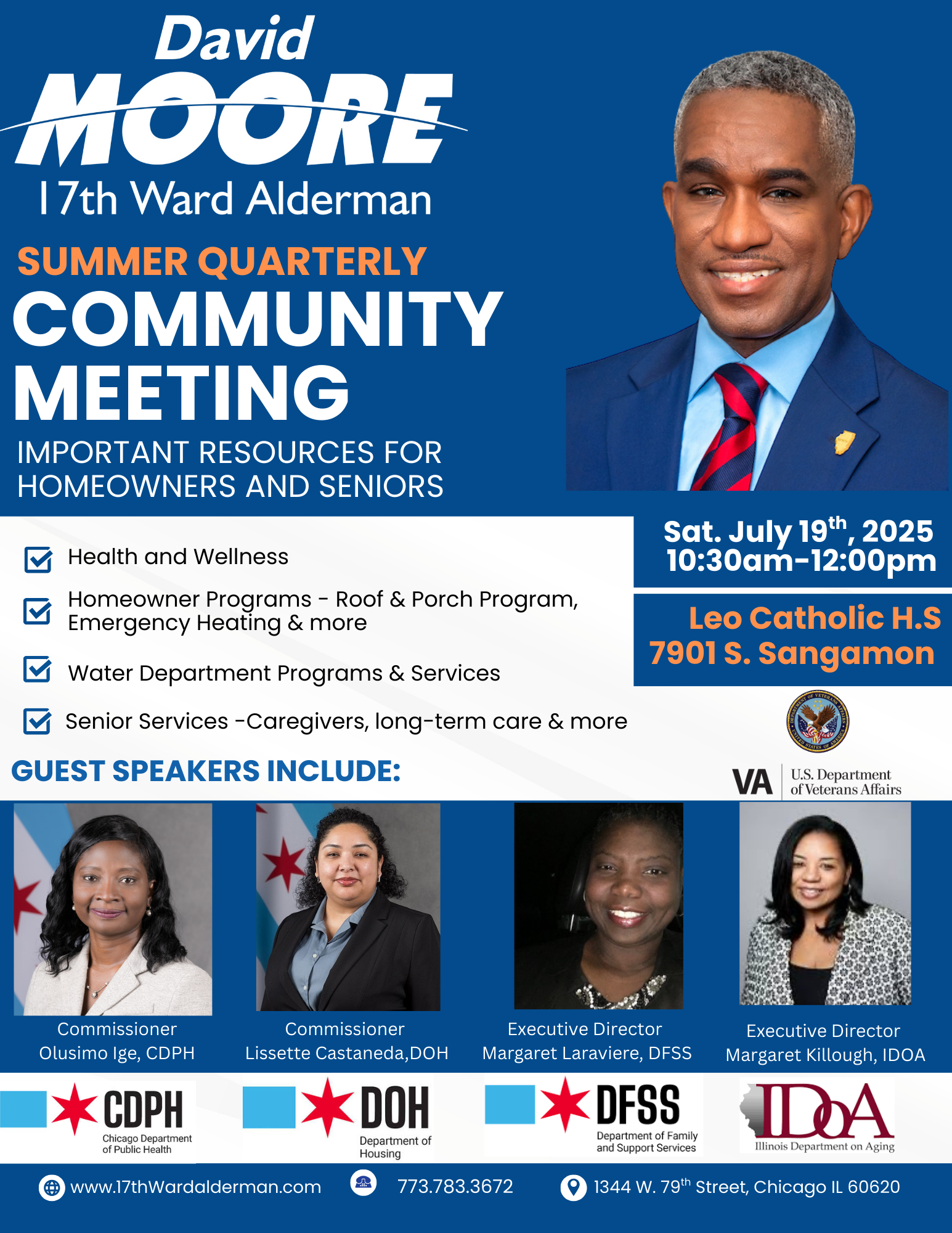 summer Quarterly Community meeting with Commissioner Olusimo Ige, CDPH. Commissioner Lissette Castaneda,DOH. Executive Director Margaret Laraviere, DFSS, and Executive Director Margaret Killough, IDOA